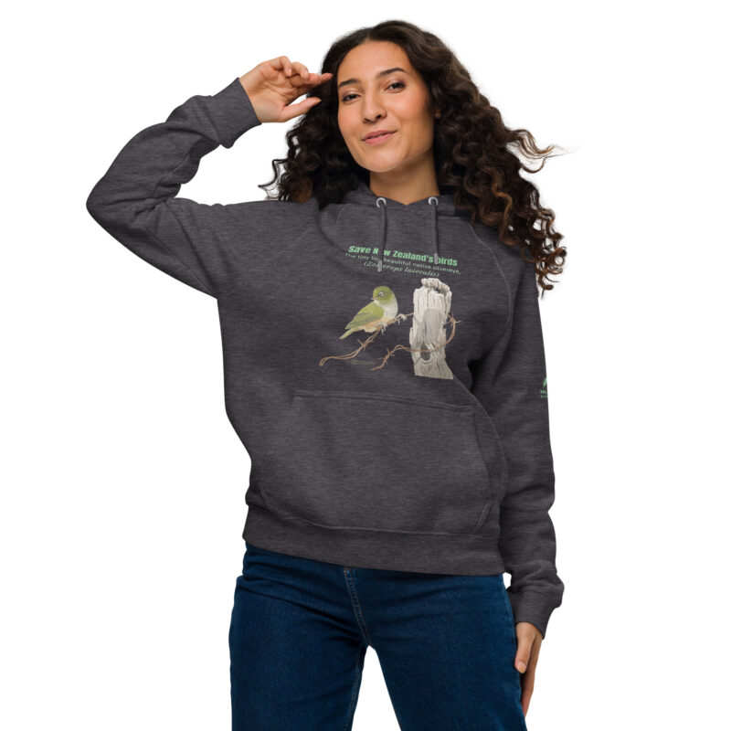 Unisex eco raglan hoodie, Save New Zealand's birds - Image 7