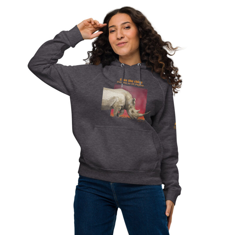 Unisex eco raglan hoodie, Save the rhinos - Image 7