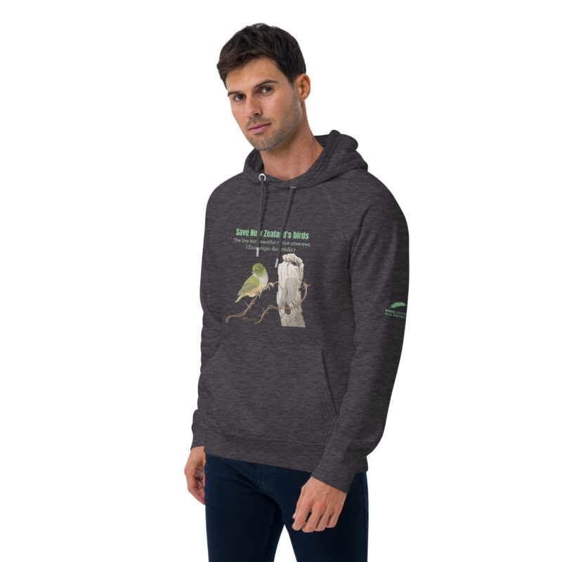 Unisex eco raglan hoodie, save New Zealand's birds (waxeye) - Image 37