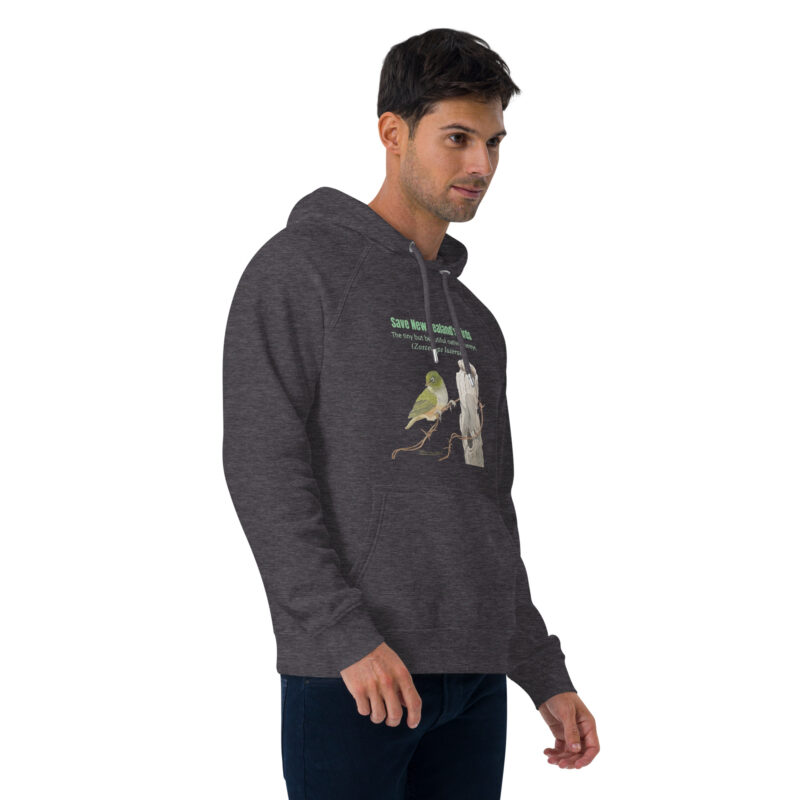 Unisex eco raglan hoodie, save New Zealand's birds (waxeye) - Image 39