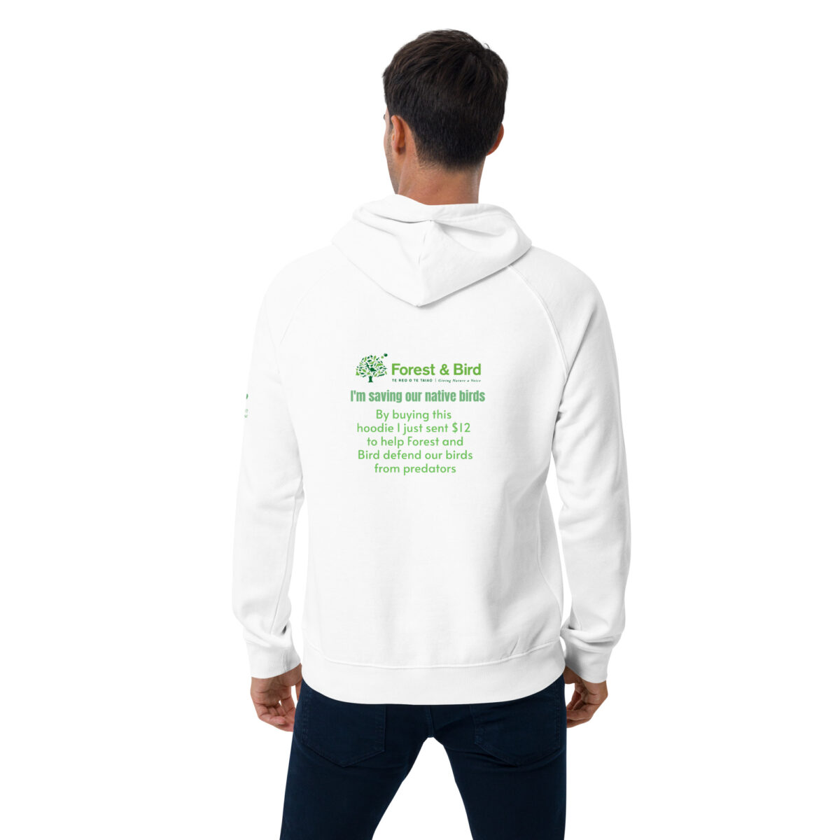 Unisex eco raglan hoodie, save New Zealand's birds (waxeye) - Image 53