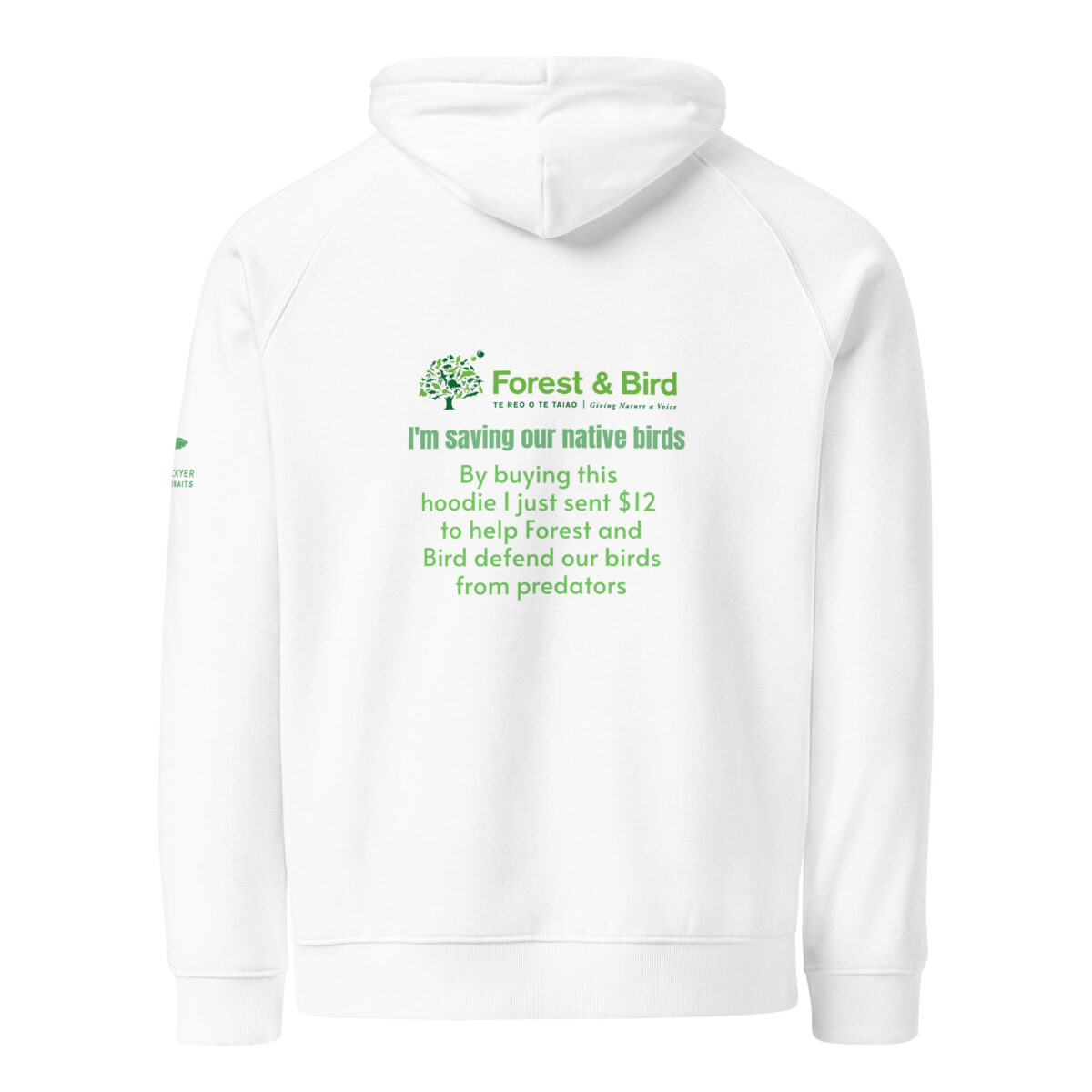 Unisex eco raglan hoodie, save New Zealand's birds (waxeye) - Image 9