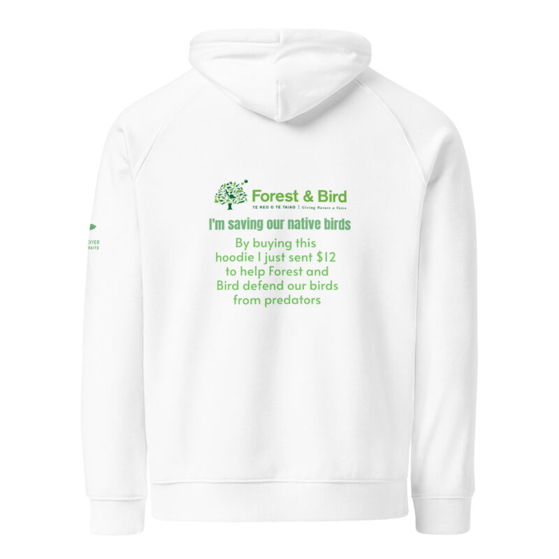 Unisex eco raglan hoodie, save New Zealand's birds (waxeye) - Image 9