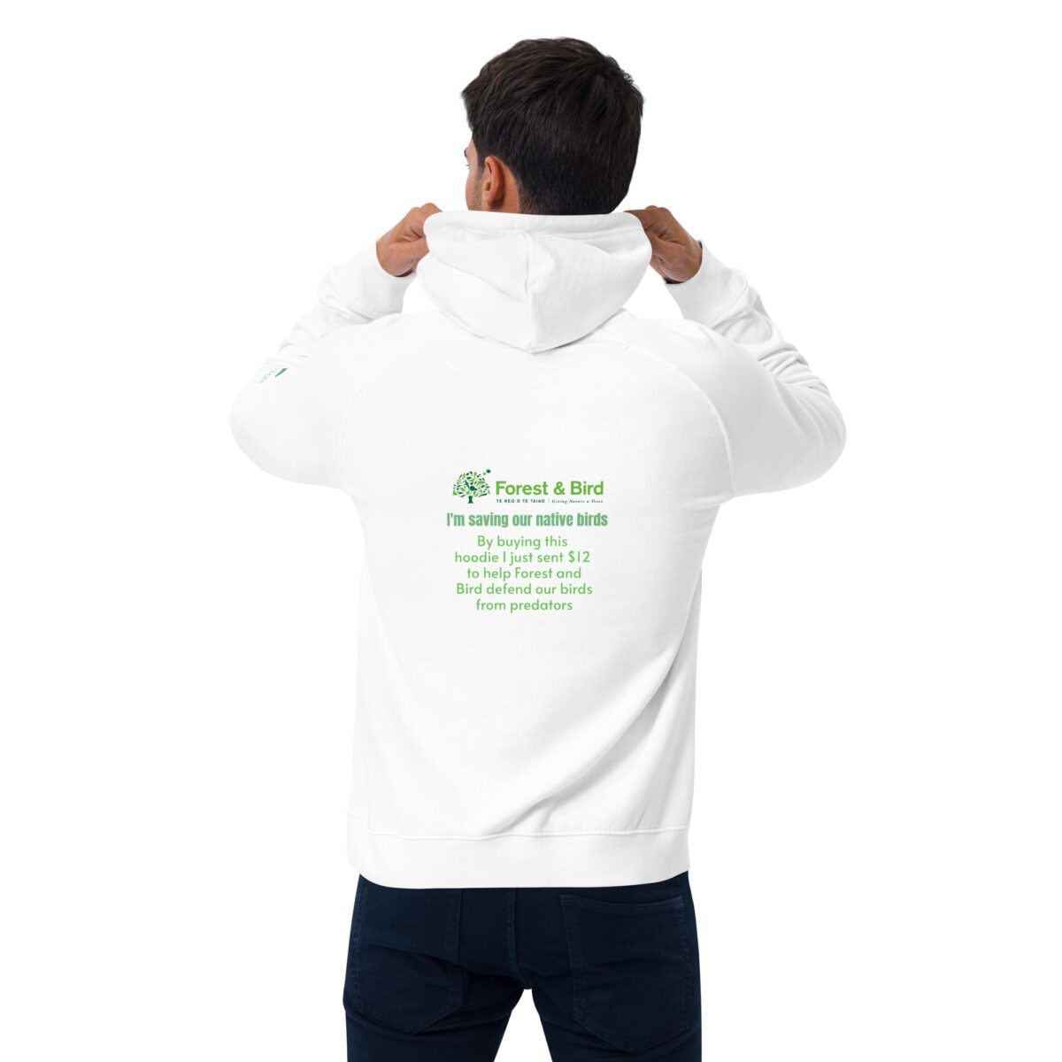 Unisex eco raglan hoodie, save New Zealand's birds (waxeye) - Image 52