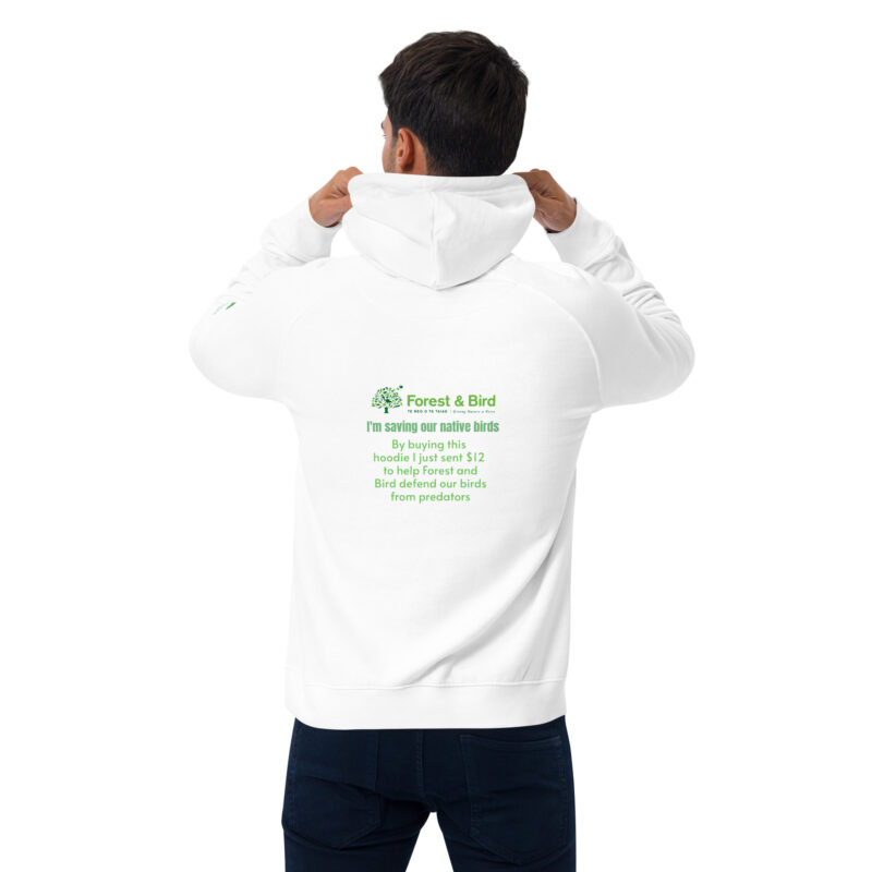 Unisex eco raglan hoodie, save New Zealand's birds (waxeye) - Image 52