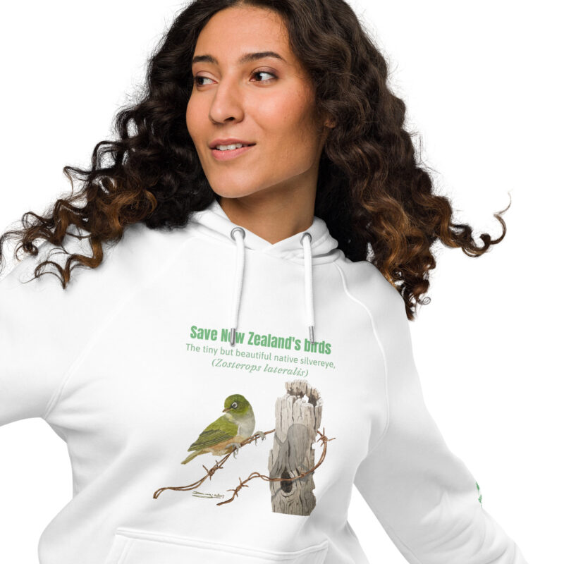Unisex eco raglan hoodie, Save New Zealand's birds - Image 14