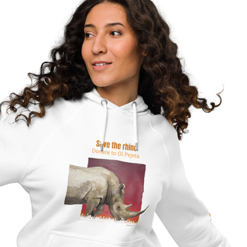 Unisex eco raglan hoodie, Save the rhinos - Image 14