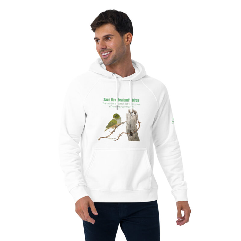 Unisex eco raglan hoodie, save New Zealand's birds (waxeye) - Image 50