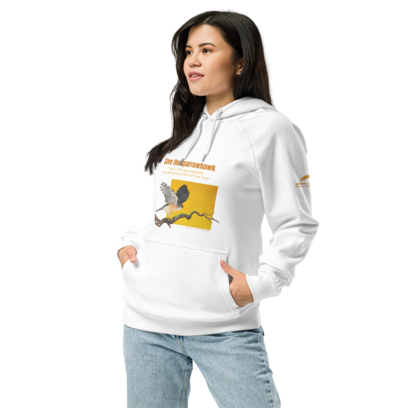 Unisex eco raglan hoodie, save the sparrowhawk - Image 14