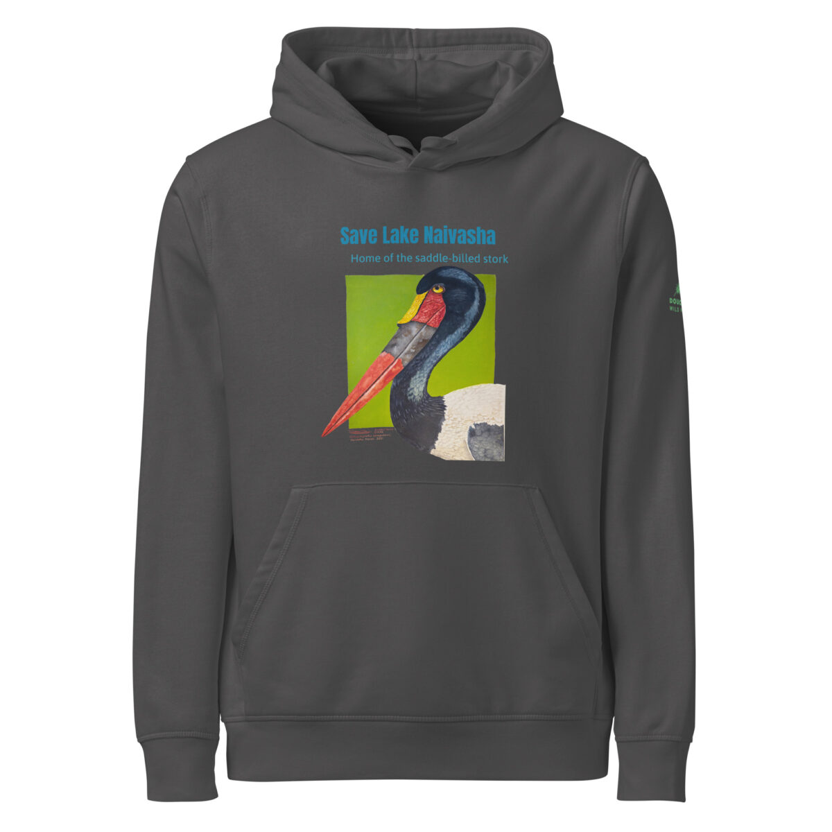 Unisex organic mid-weight hoodie, save Lake Naivasha (saddle-billed stork) - Image 12