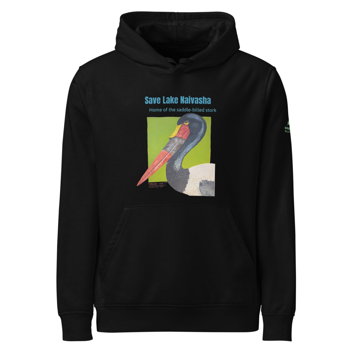 Unisex organic mid-weight hoodie, save Lake Naivasha (saddle-billed stork) - Image 2