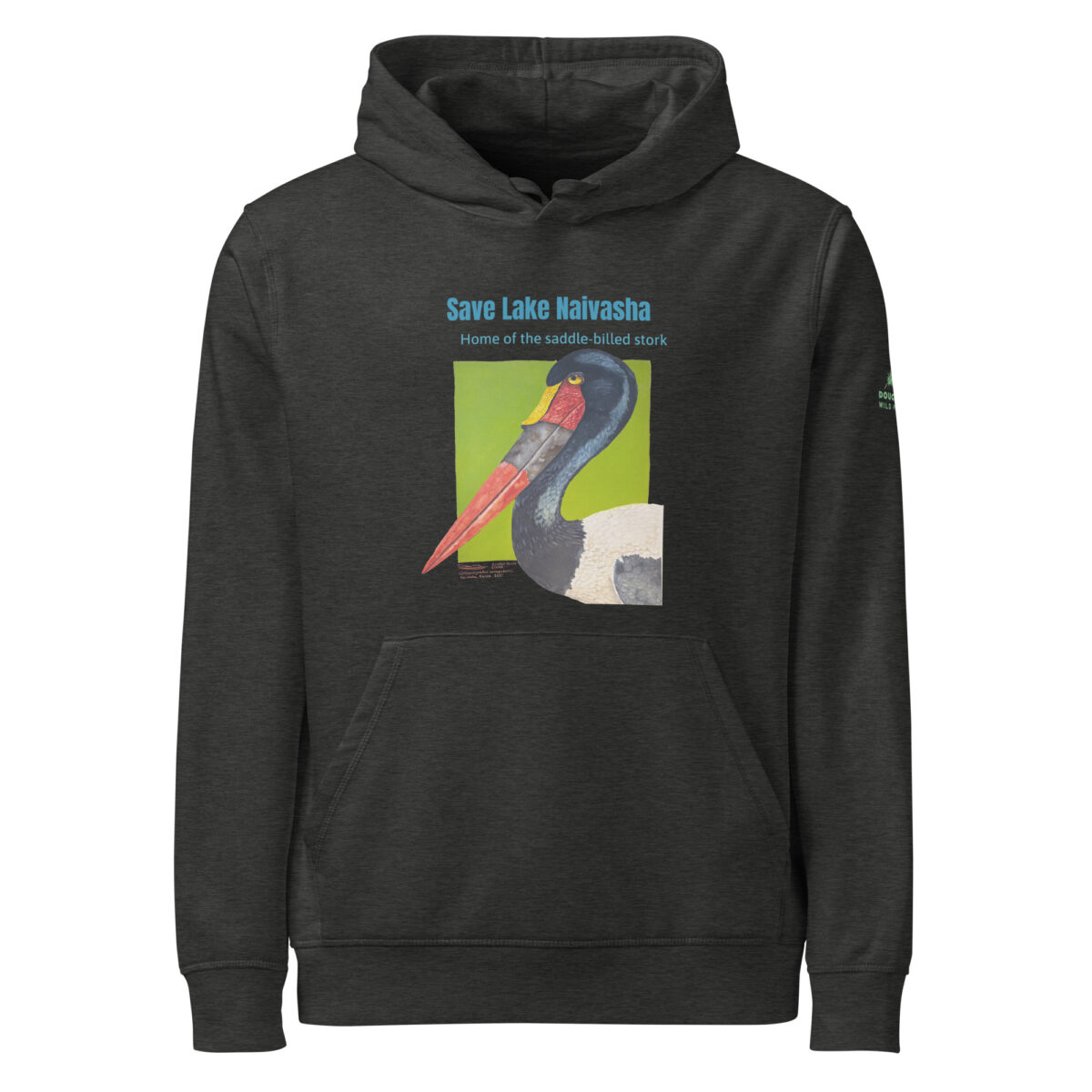 Unisex organic mid-weight hoodie, save Lake Naivasha (saddle-billed stork) - Image 10