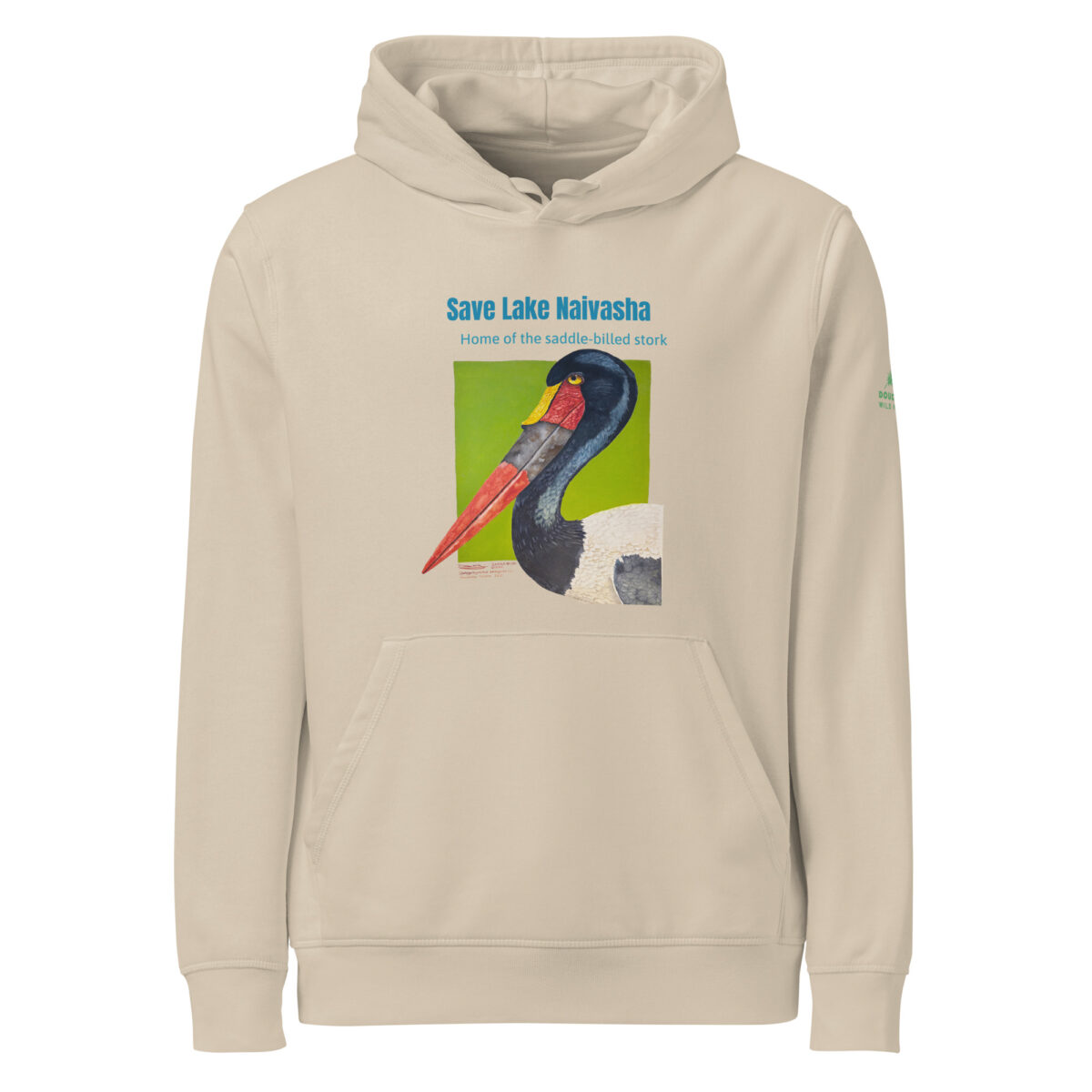 Unisex organic mid-weight hoodie, save Lake Naivasha (saddle-billed stork) - Image 15