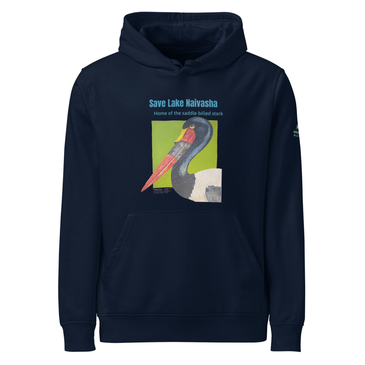 Unisex organic mid-weight hoodie, save Lake Naivasha (saddle-billed stork) - Image 6