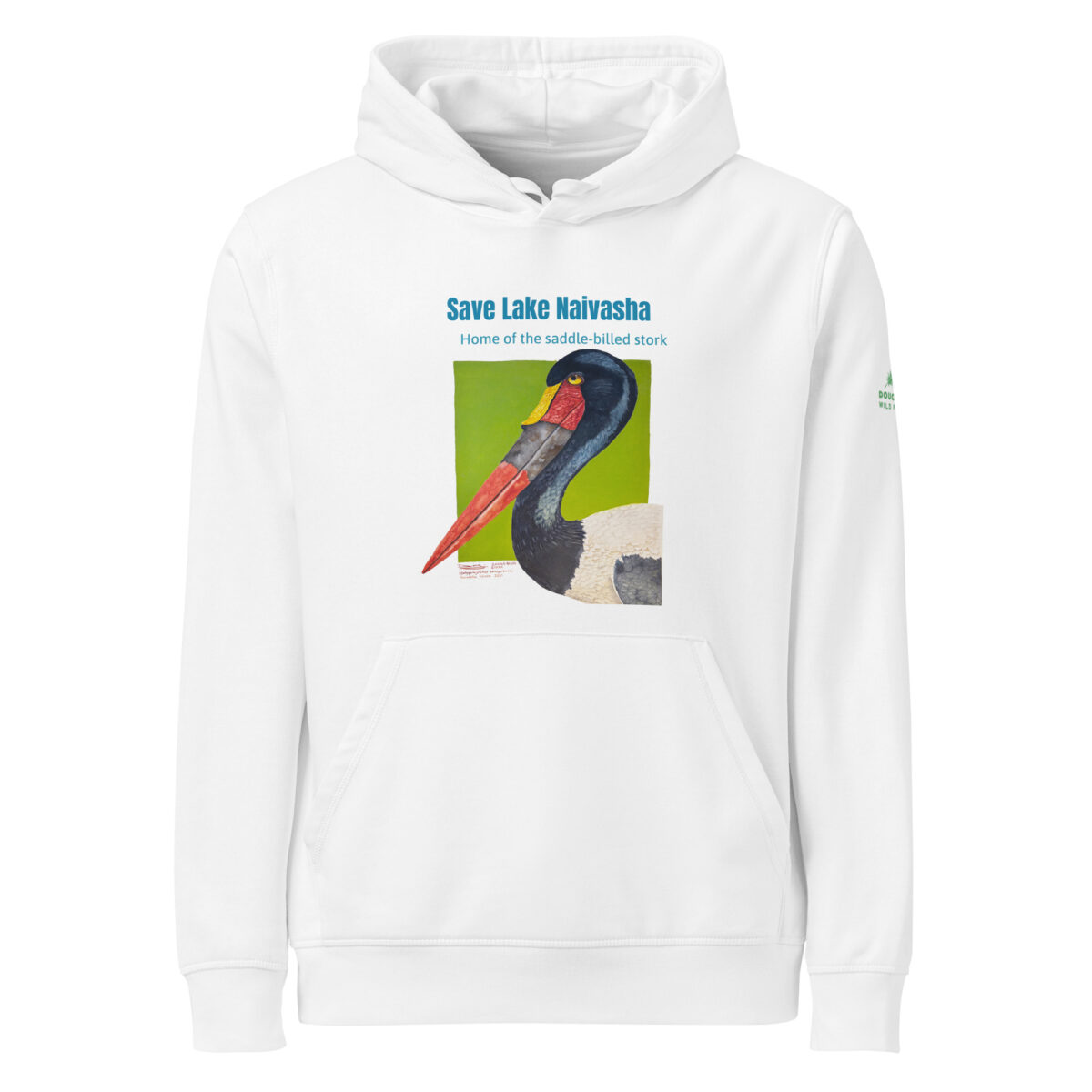 Unisex organic mid-weight hoodie, save Lake Naivasha (saddle-billed stork) - Image 17