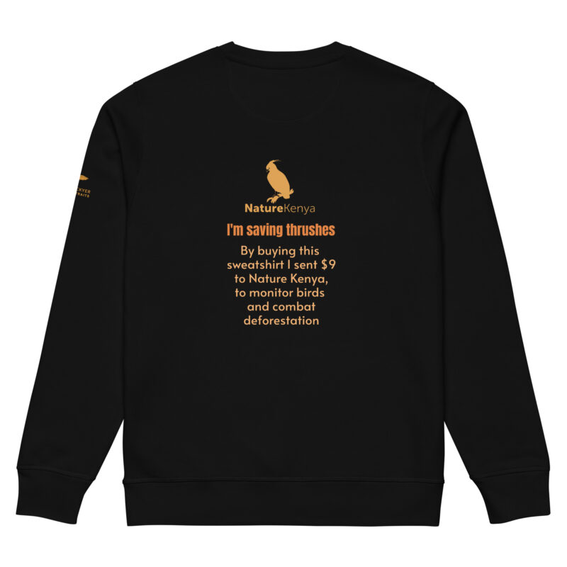 Unisex organic mid-weight sweatshirt, save the Taita thrush - Image 3