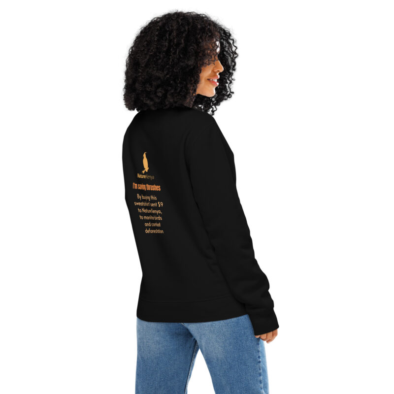 Unisex organic mid-weight sweatshirt, save the Taita thrush - Image 13