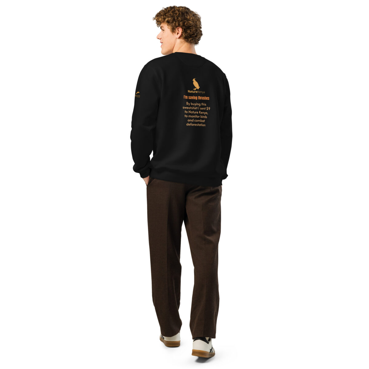 Unisex organic mid-weight sweatshirt, save the Taita thrush - Image 2
