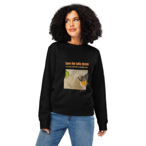 Unisex organic mid-weight sweatshirt, save the Taita thrush