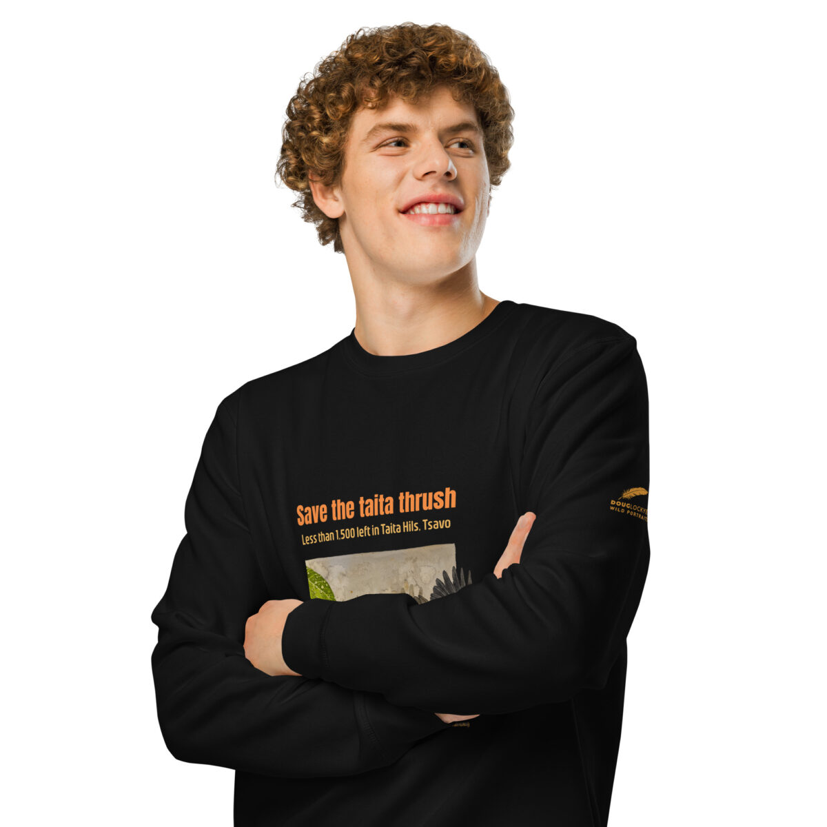 Unisex organic mid-weight sweatshirt, save the Taita thrush - Image 3