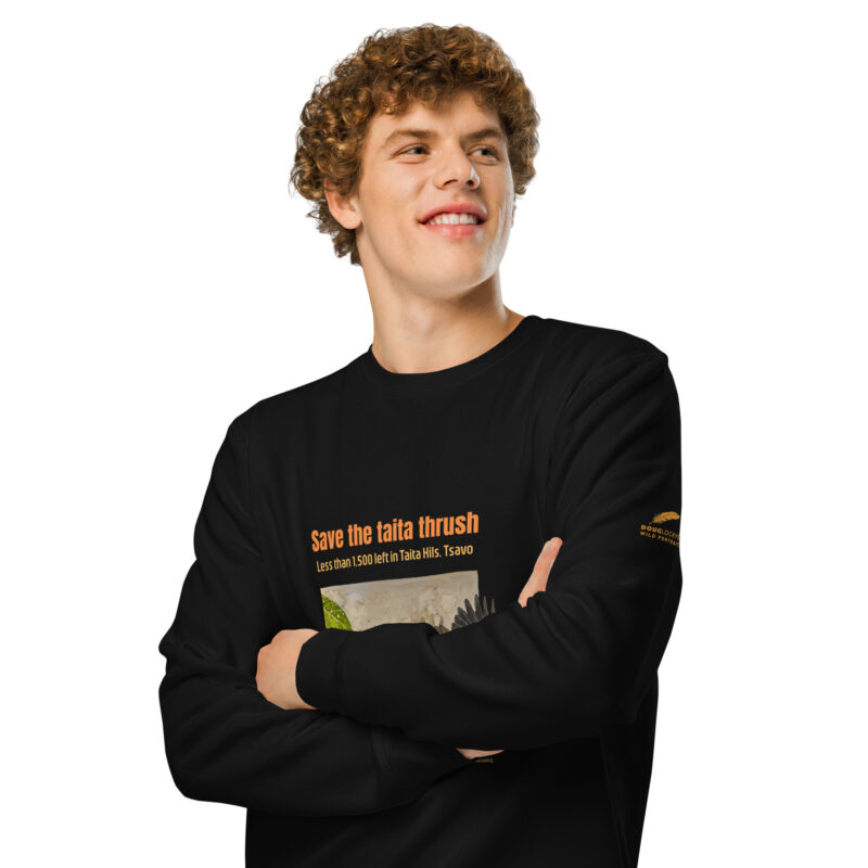 Unisex organic mid-weight sweatshirt, save the Taita thrush - Image 3
