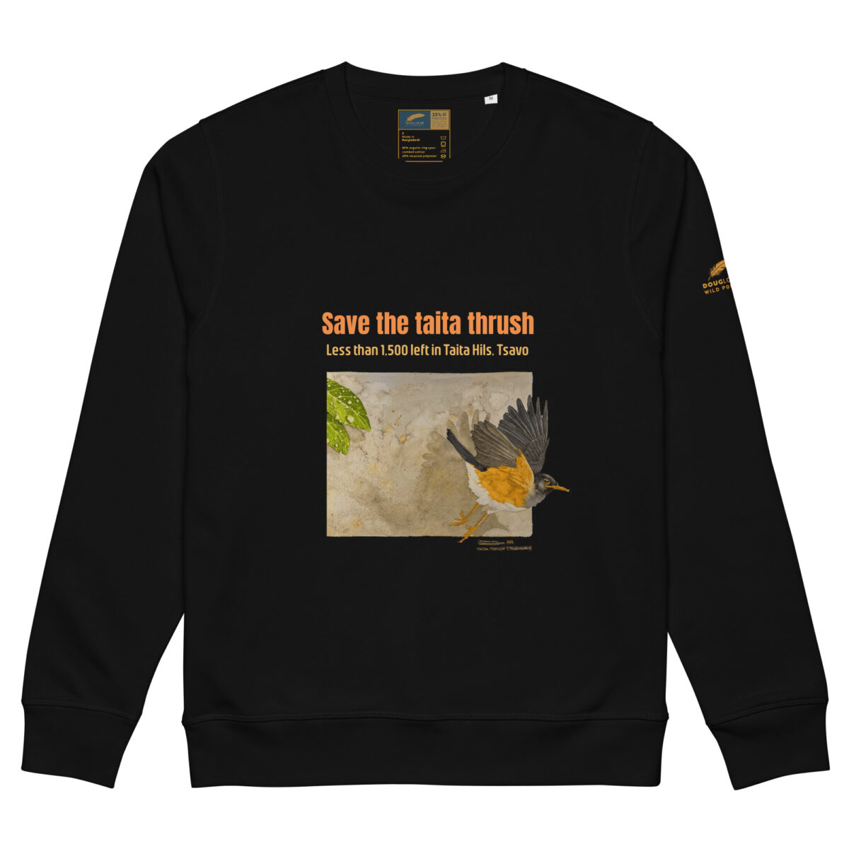 Unisex organic mid-weight sweatshirt, save the Taita thrush - Image 4
