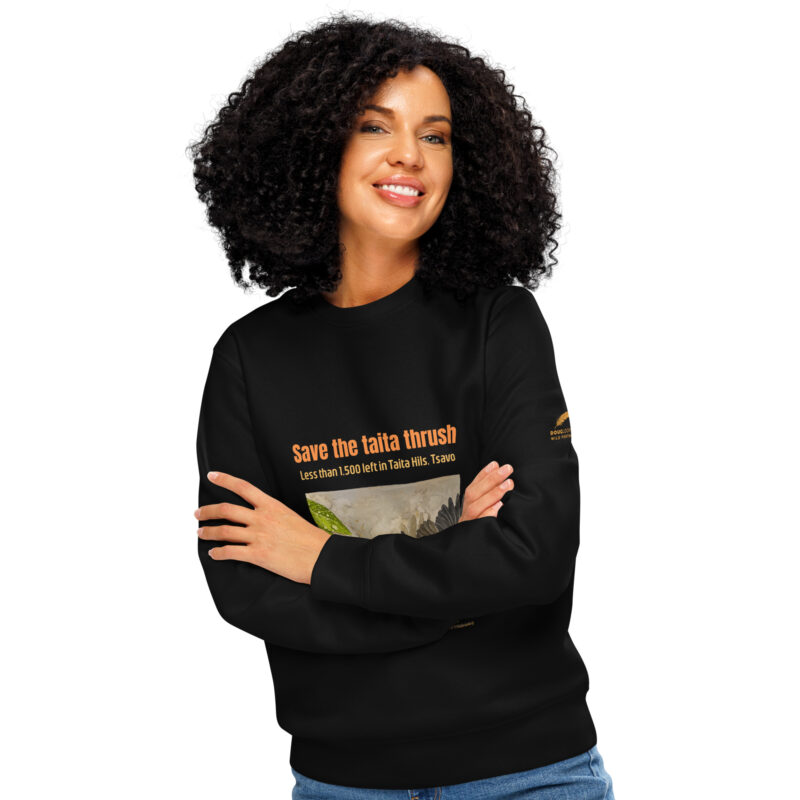 Unisex organic mid-weight sweatshirt, save the Taita thrush - Image 14