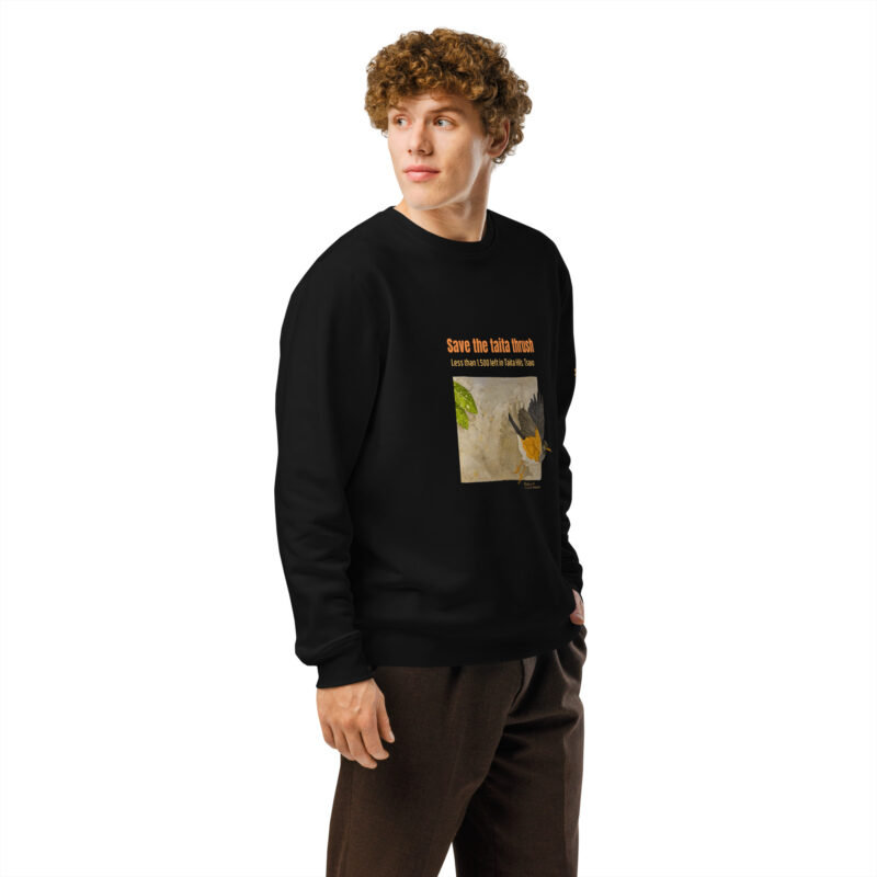 Unisex organic mid-weight sweatshirt, save the Taita thrush - Image 4