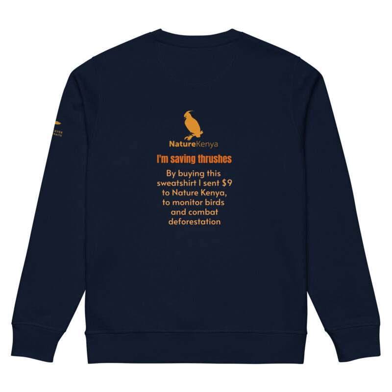 Unisex organic mid-weight sweatshirt, save the Taita thrush - Image 8