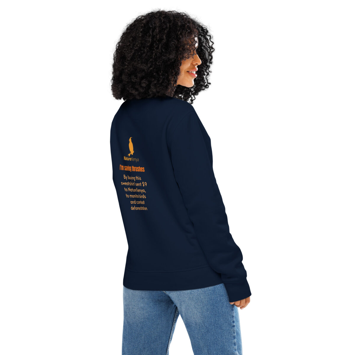 Unisex organic mid-weight sweatshirt, save the Taita thrush - Image 16
