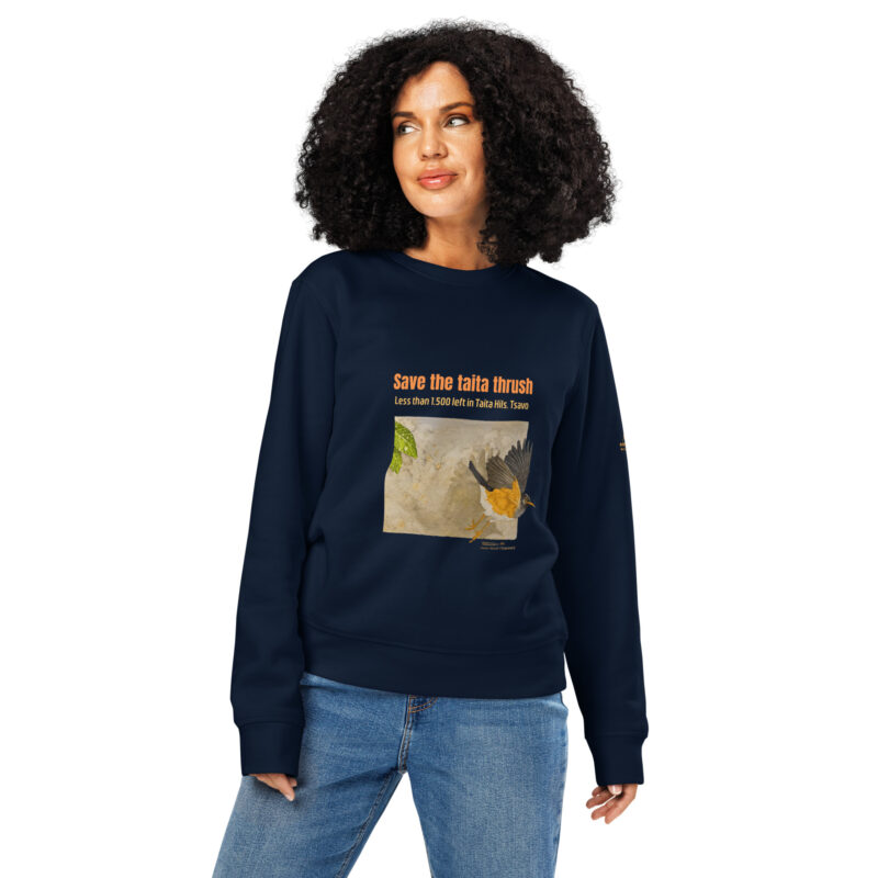 Unisex organic mid-weight sweatshirt, save the Taita thrush - Image 18