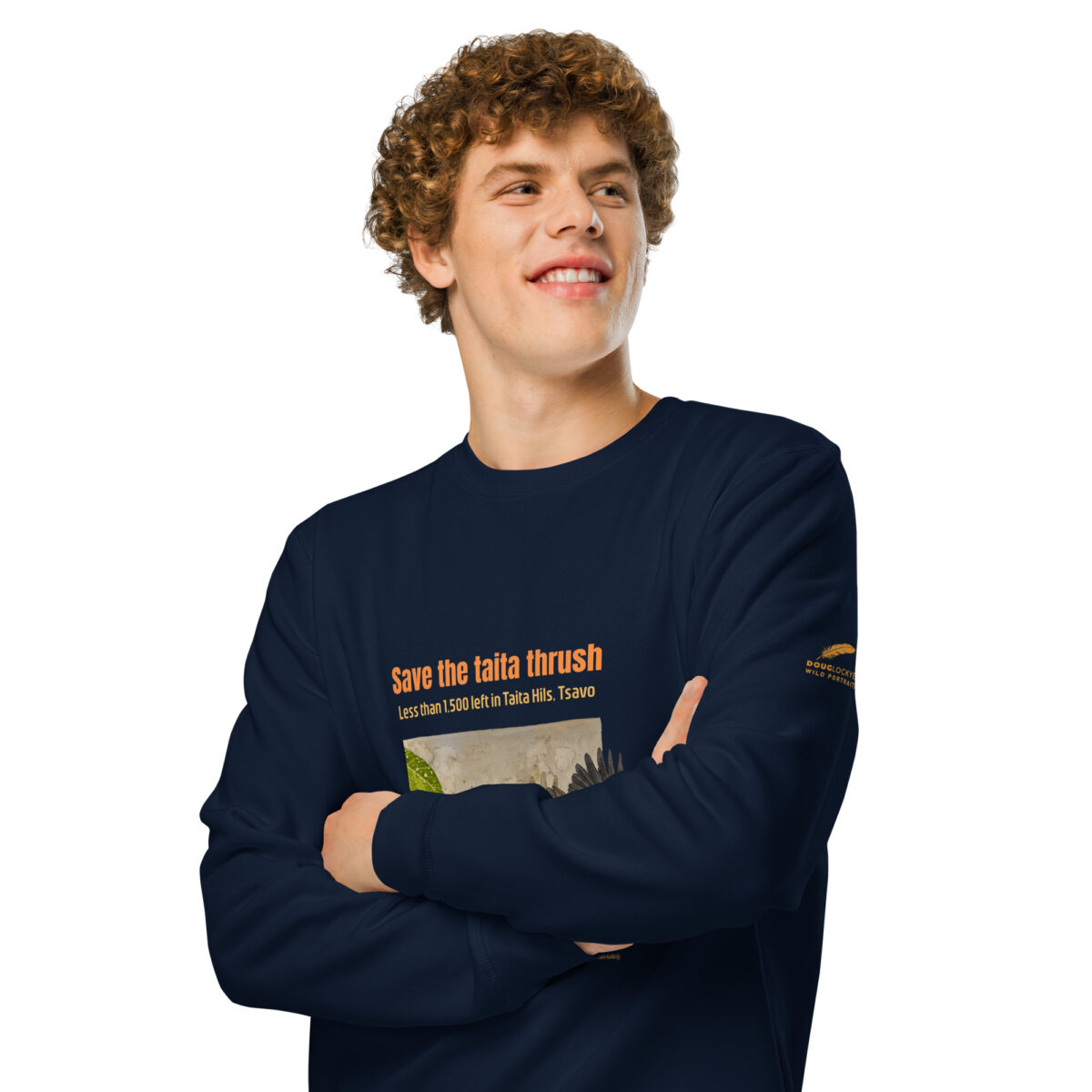 Unisex organic mid-weight sweatshirt, save the Taita thrush - Image 7