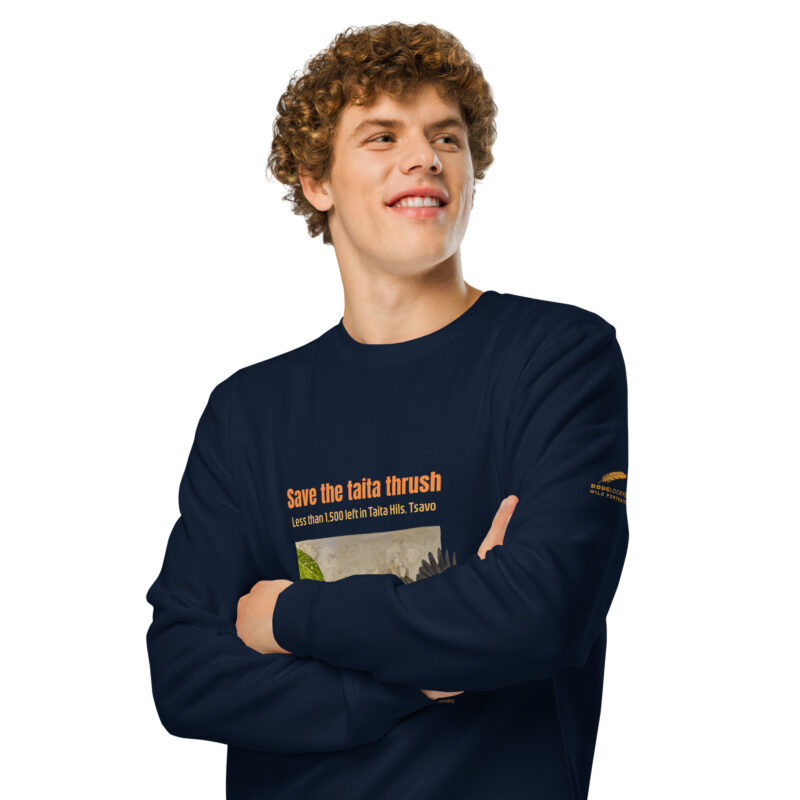 Unisex organic mid-weight sweatshirt, save the Taita thrush - Image 7