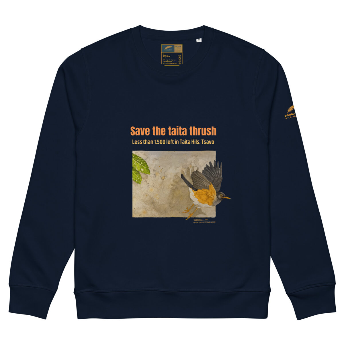Unisex organic mid-weight sweatshirt, save the Taita thrush - Image 9