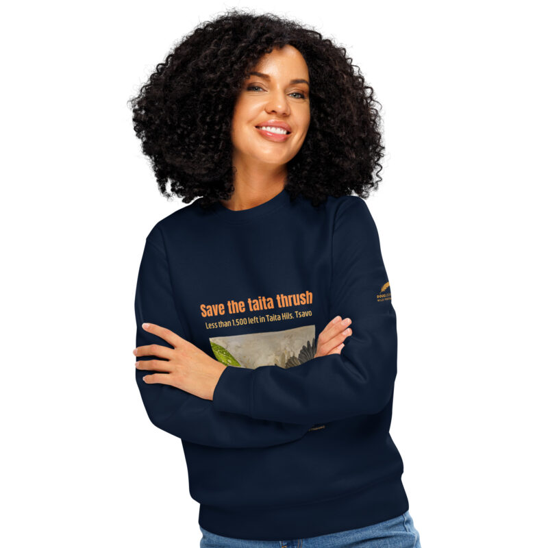 Unisex organic mid-weight sweatshirt, save the Taita thrush - Image 17