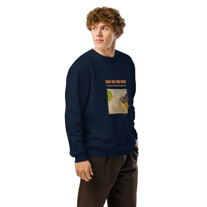 Unisex organic mid-weight sweatshirt, save the Taita thrush - Image 8