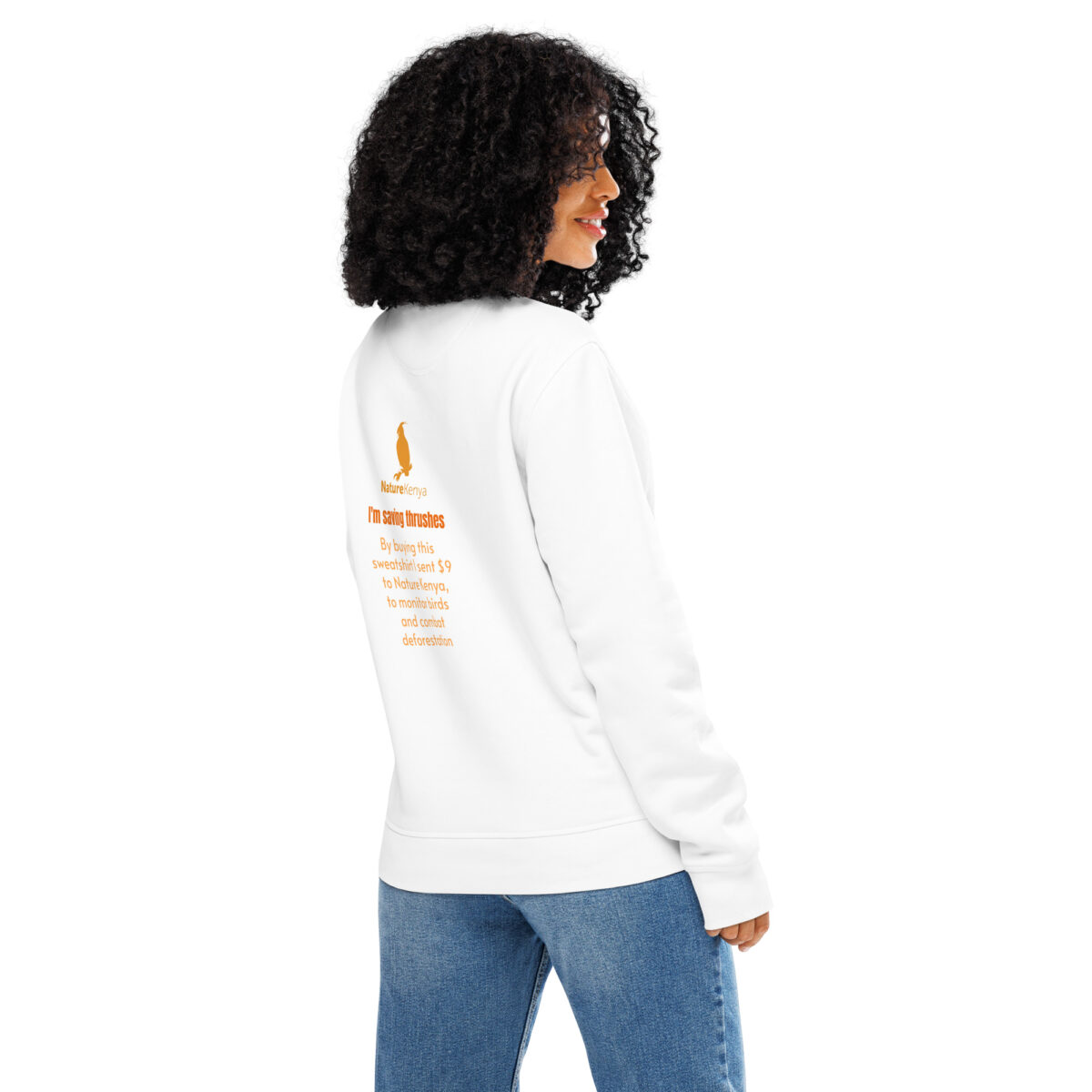 Unisex organic mid-weight sweatshirt, save the Taita thrush - Image 20