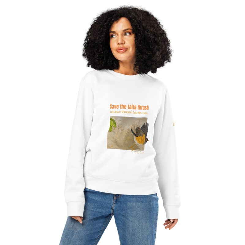 Unisex organic mid-weight sweatshirt, save the Taita thrush - Image 22