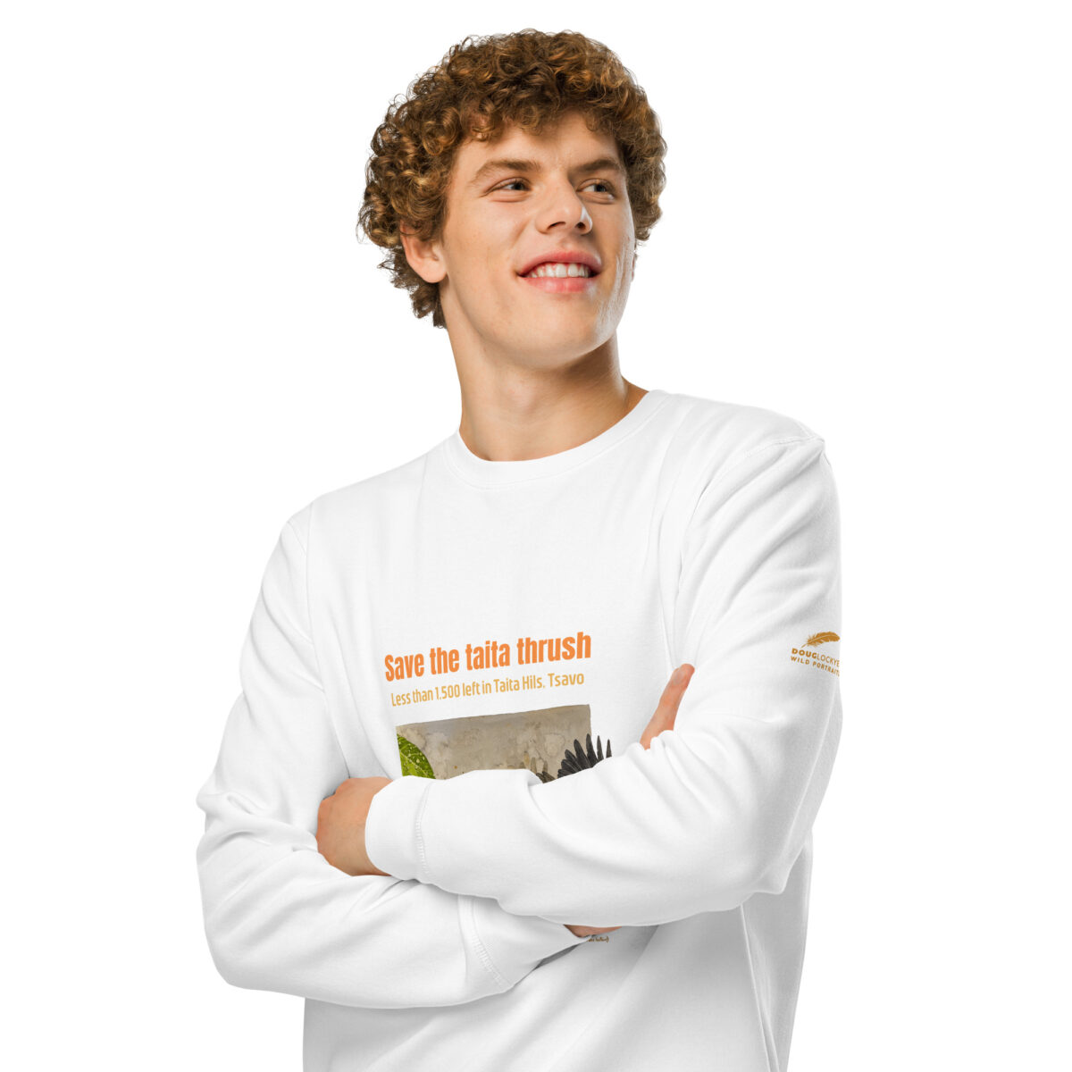 Unisex organic mid-weight sweatshirt, save the Taita thrush - Image 11