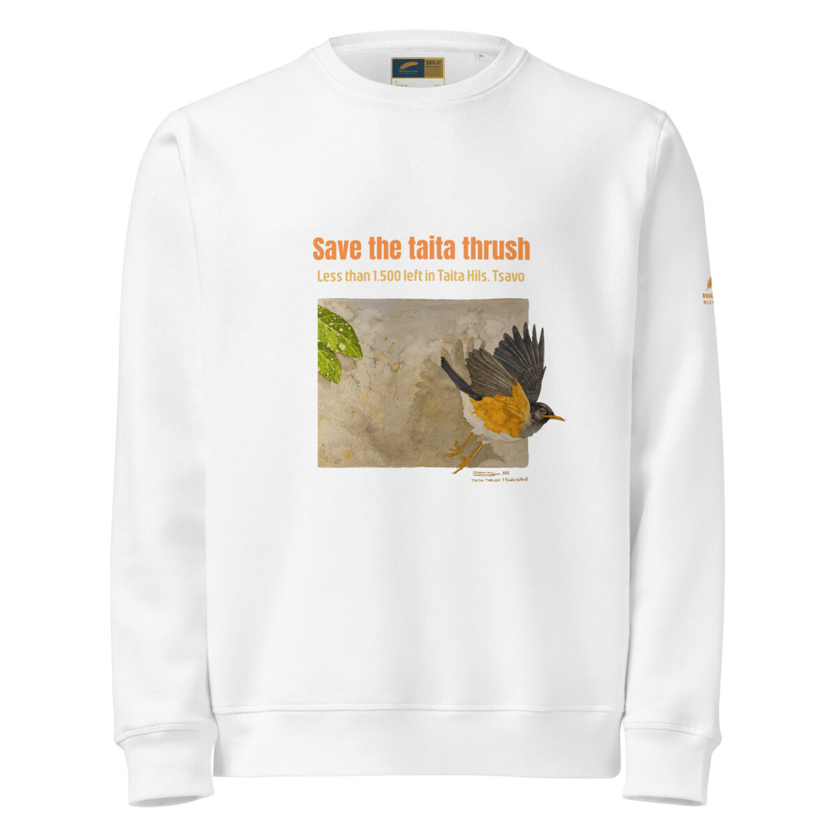 Unisex organic mid-weight sweatshirt, save the Taita thrush - Image 5