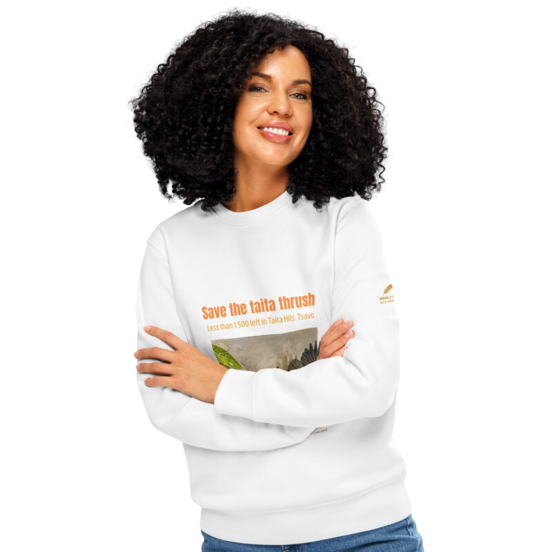 Unisex organic mid-weight sweatshirt, save the Taita thrush - Image 21