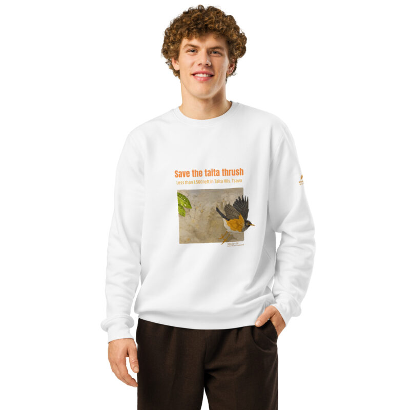 Unisex organic mid-weight sweatshirt, save the Taita thrush - Image 10