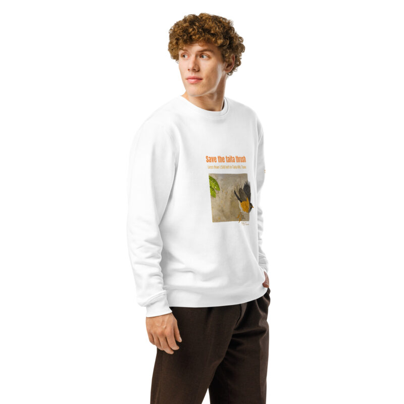 Unisex organic mid-weight sweatshirt, save the Taita thrush - Image 12