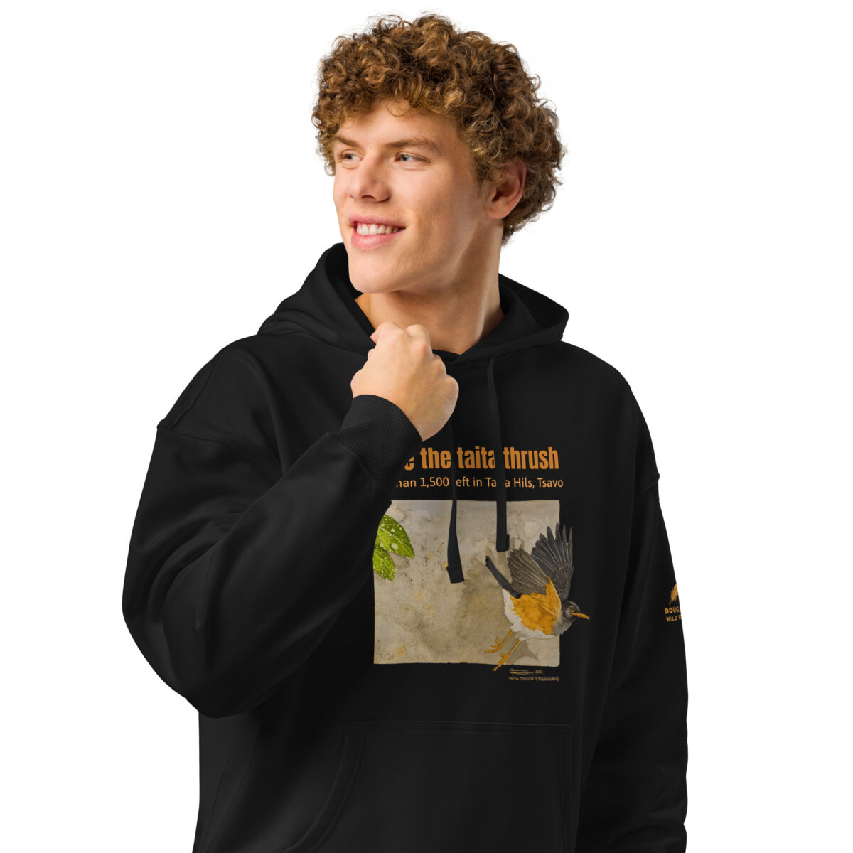 Unisex organic relaxed hoodie 2, save the Taita thrush - Image 2