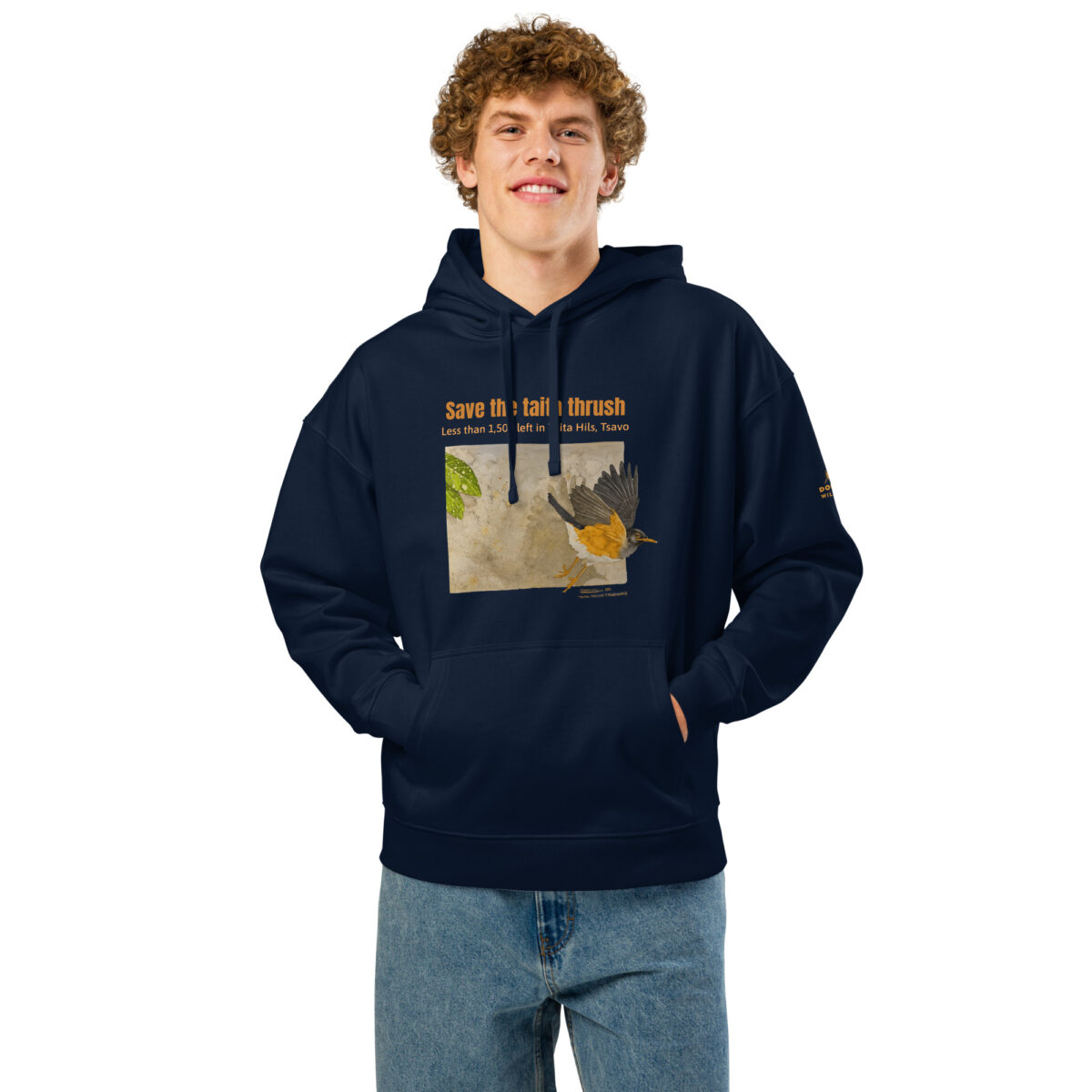 Unisex organic relaxed hoodie 2, save the Taita thrush - Image 5