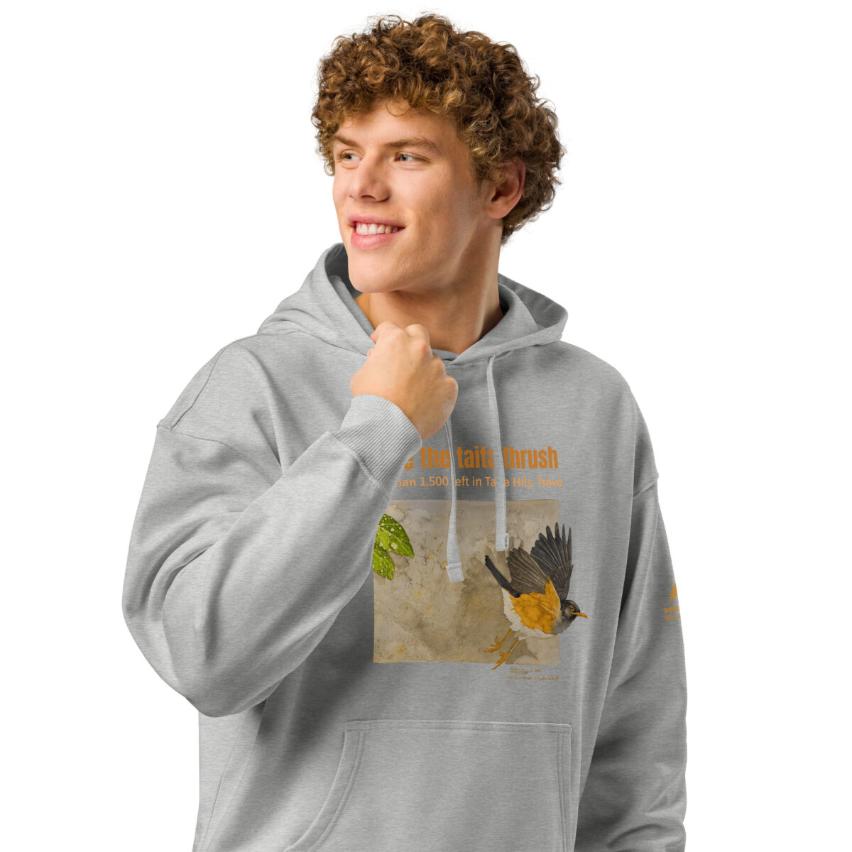 Unisex organic relaxed hoodie 2, save the Taita thrush - Image 7