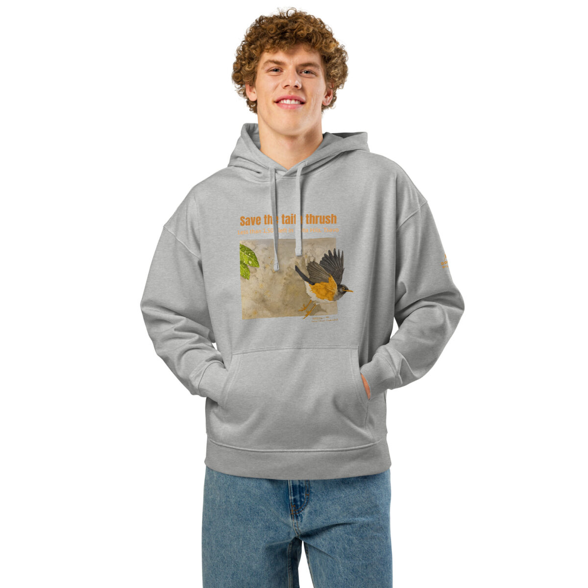 Unisex organic relaxed hoodie 2, save the Taita thrush - Image 8