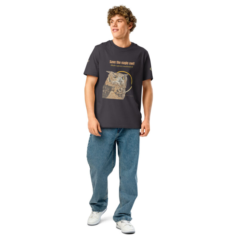 Unisex organic ribbed neck t-shirt, Eagle owl - Image 17