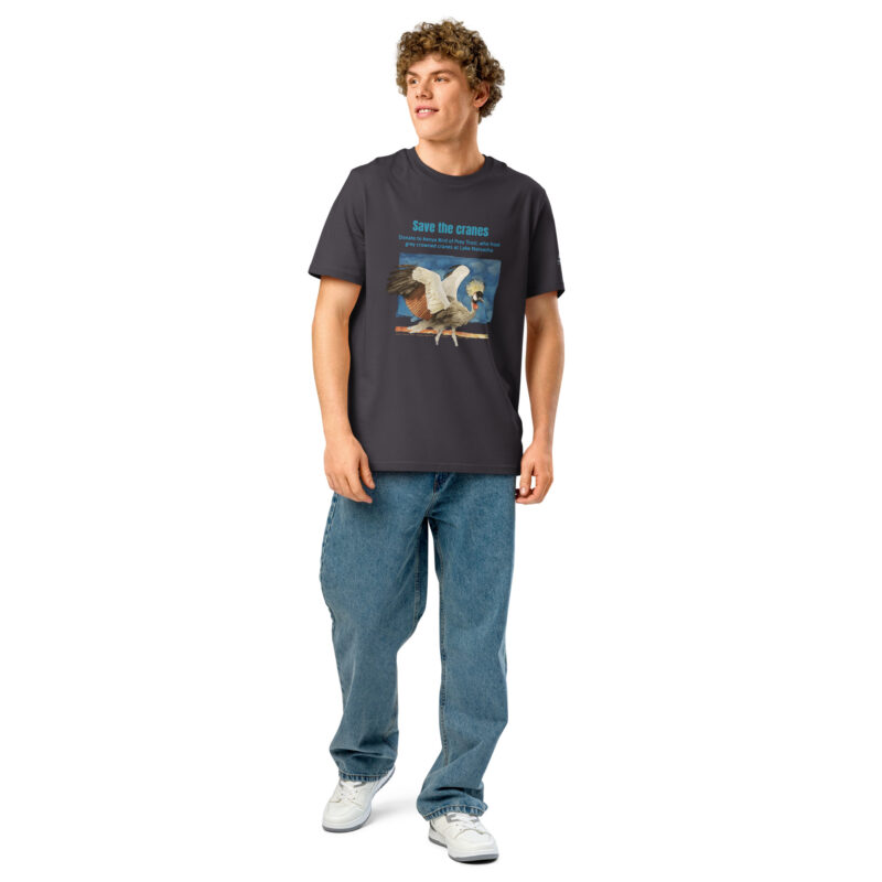 Unisex organic ribbed neck t-shirt, Save the cranes - Image 11
