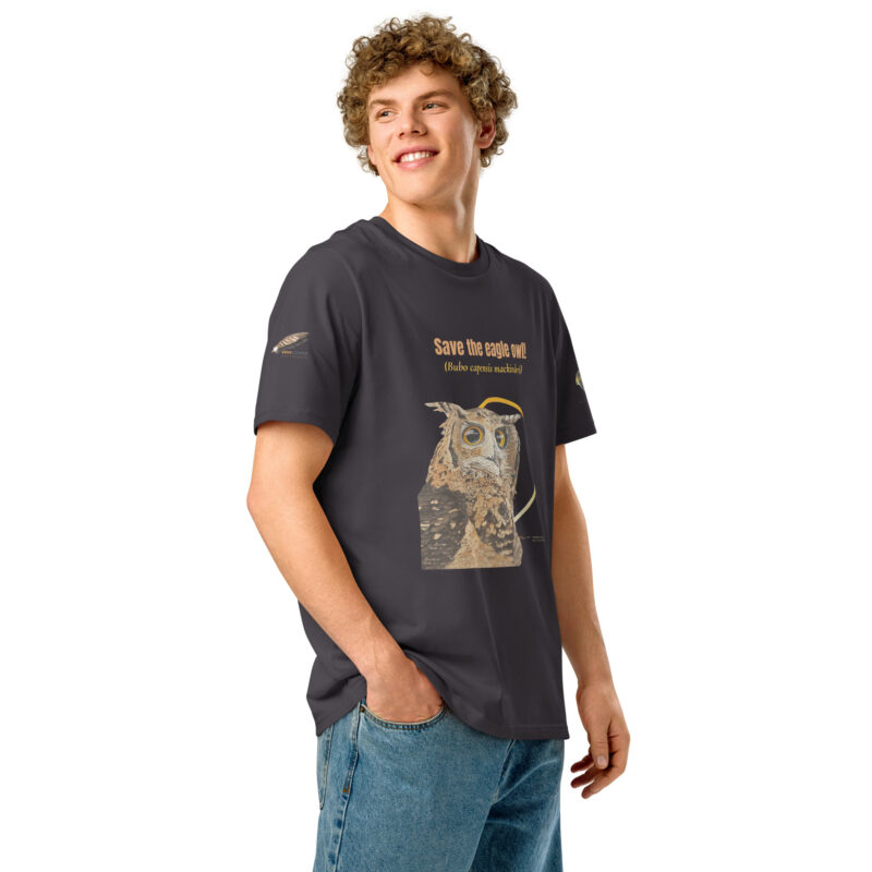 Unisex organic ribbed neck t-shirt, Eagle owl - Image 16